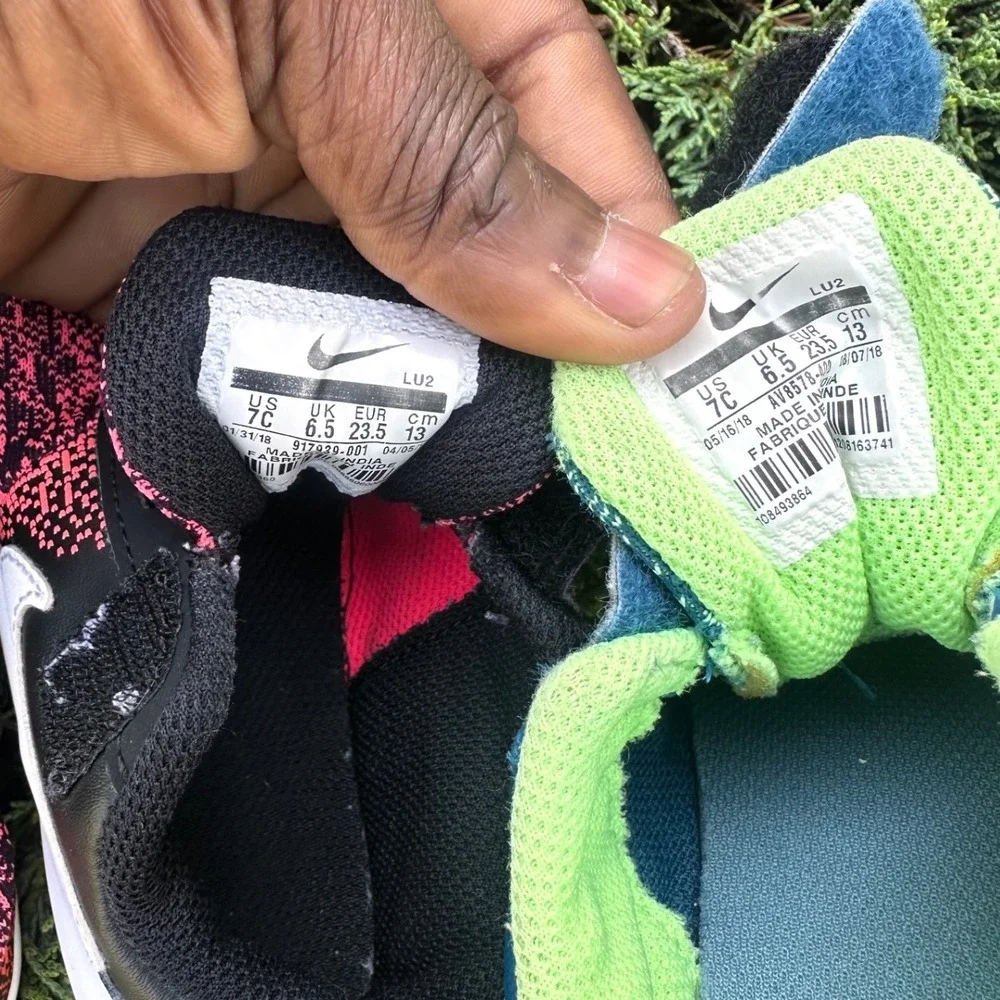 Nike Flex Contact TD Toddler Girl Shoes 2 Pairs Pink Black Blue Green Size 7